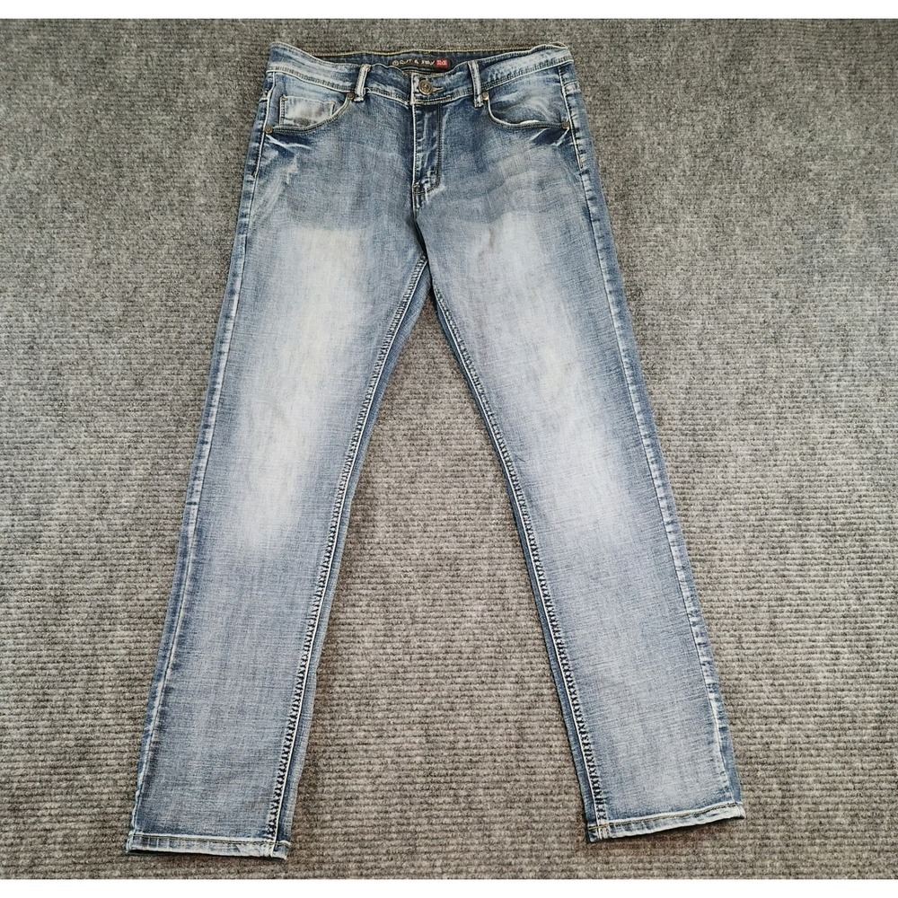 Cut & Sew Mens Straight Leg Jeans Light Wash Blue Denim 32x30